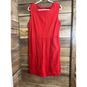 George Red Eyelet Sleeveless Fit and Flare Dress Womens Size 12 Knee Length